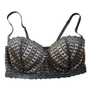 Adore Me Lace Bralette in Black and Cream sz 36DD